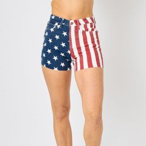 New Judy Blue American Flag Fray Hem Shorts